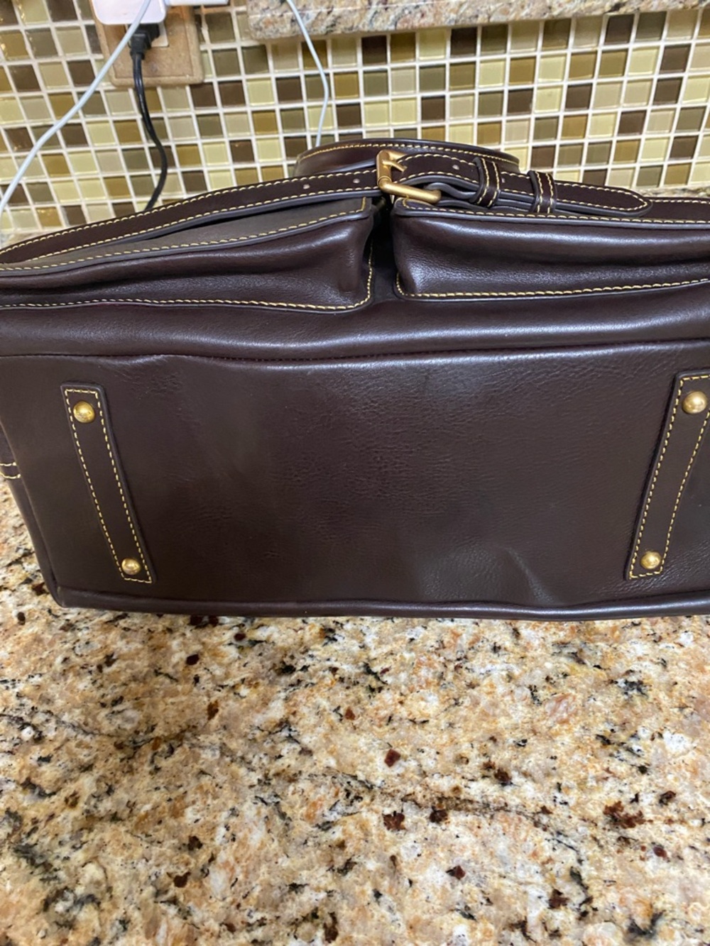 Dooney & Bourke Brown Leather Satchel with Tassel - Picture 4 of 7
